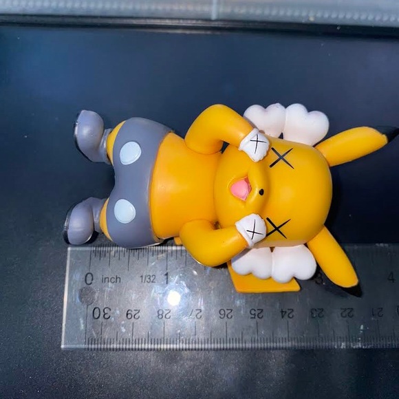 Takara Tomy Anime Kawaii Pokemon Brand KAWS Pikachu Yellow Version Doll Model - Picture 2 of 6